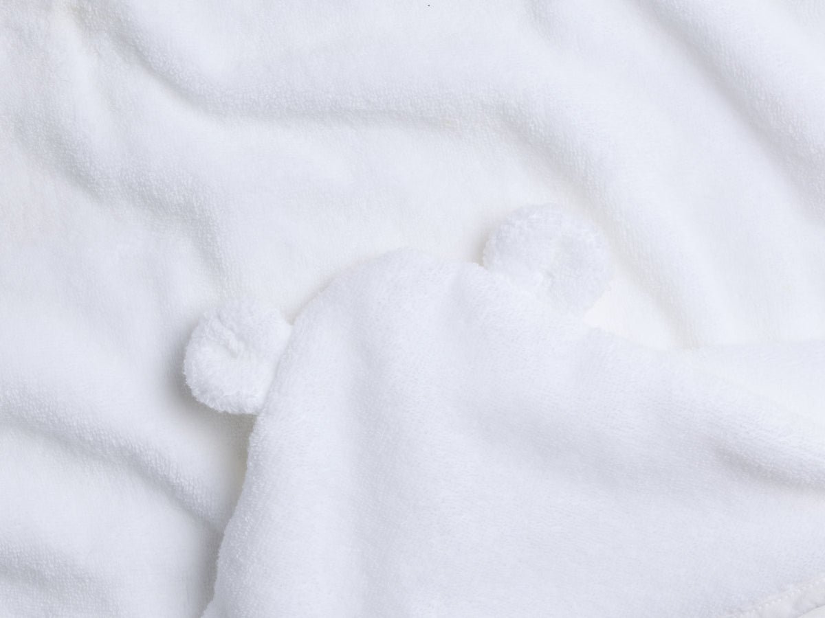 Organic Hooded Toddler Towel with Ears (White)
