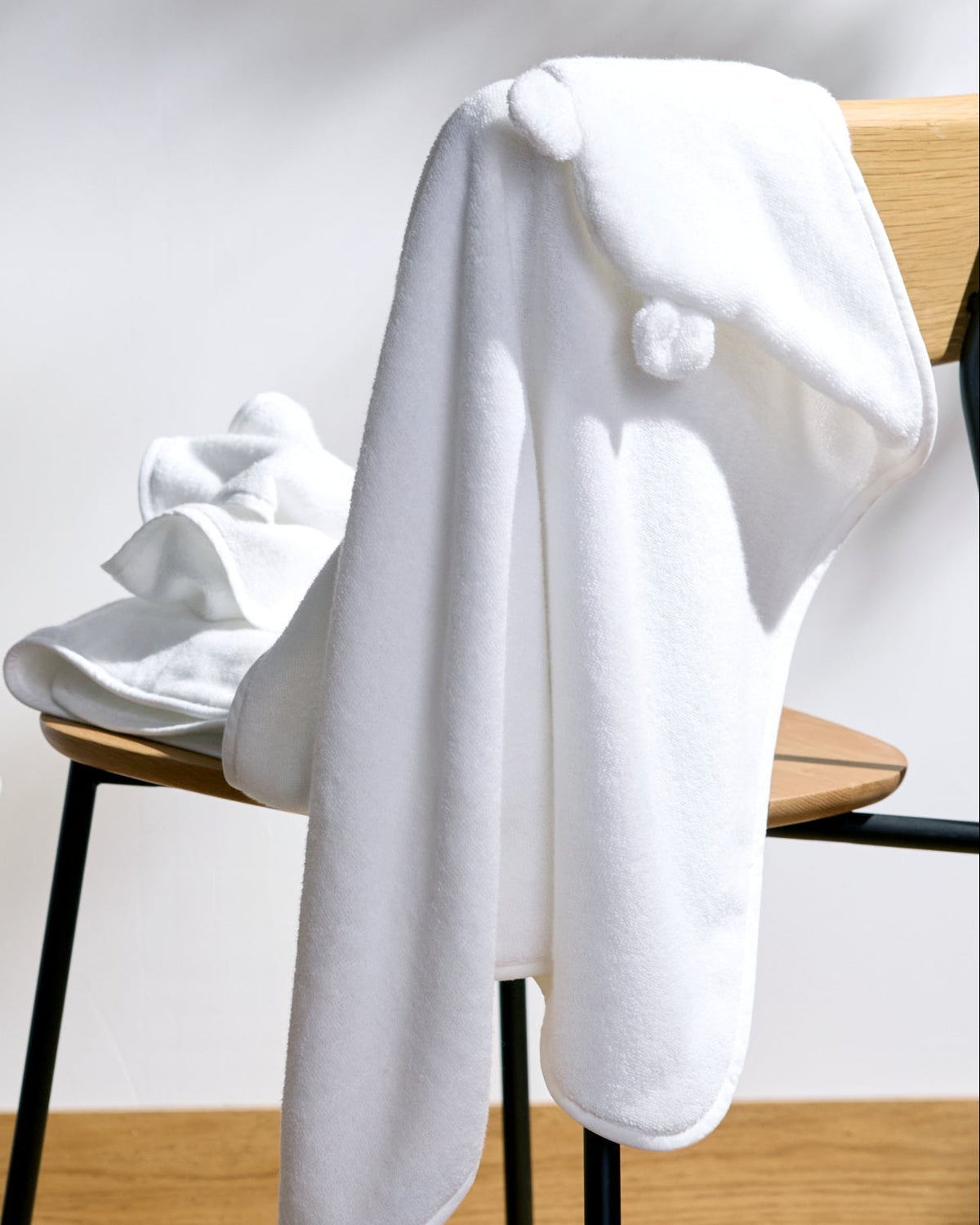 Organic Hooded Baby Towel with Ears (White)