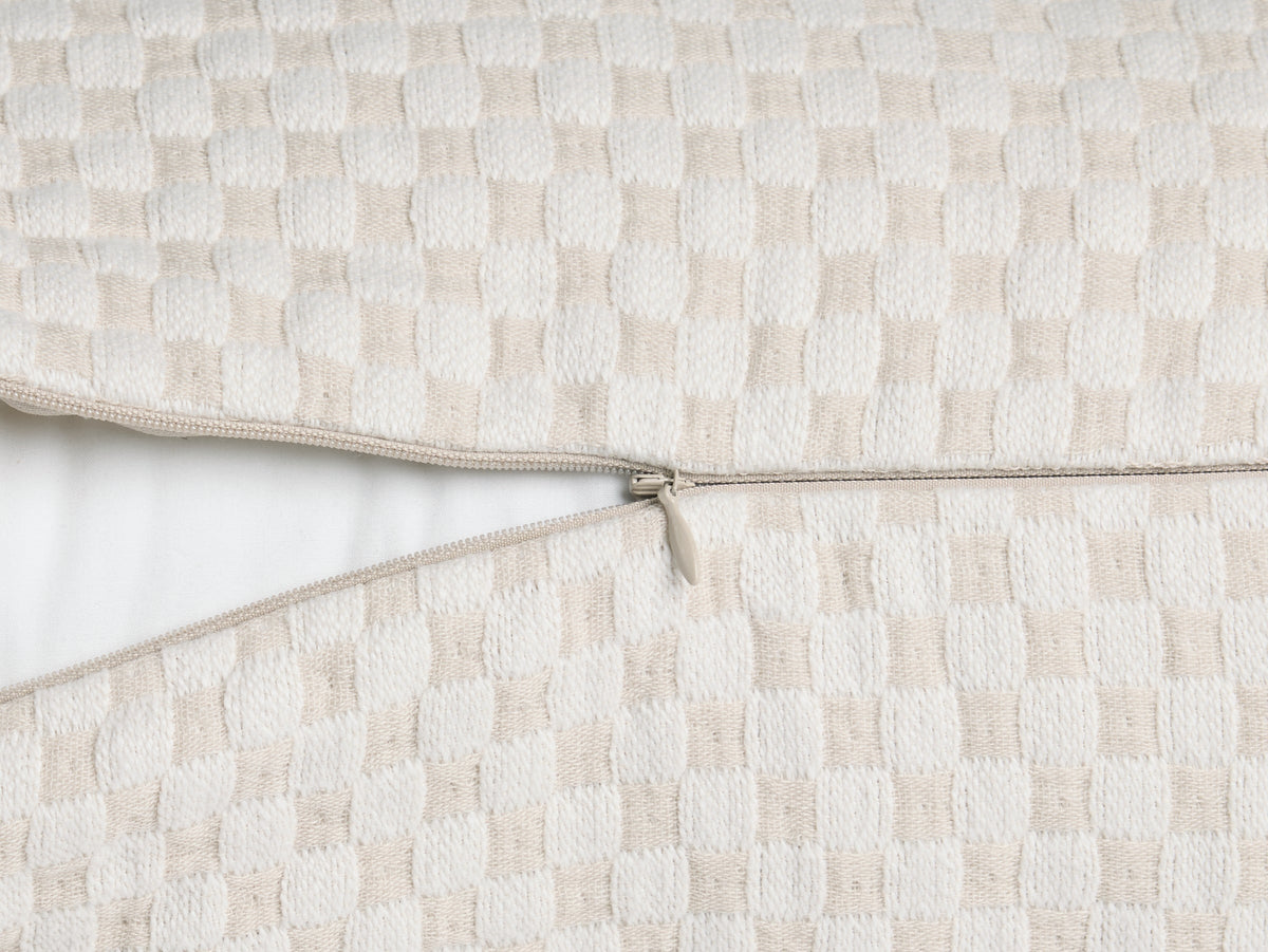 Organic Keys Jacquard Bolster Pillow Cover - FINAL SALE (Bone and Cream)