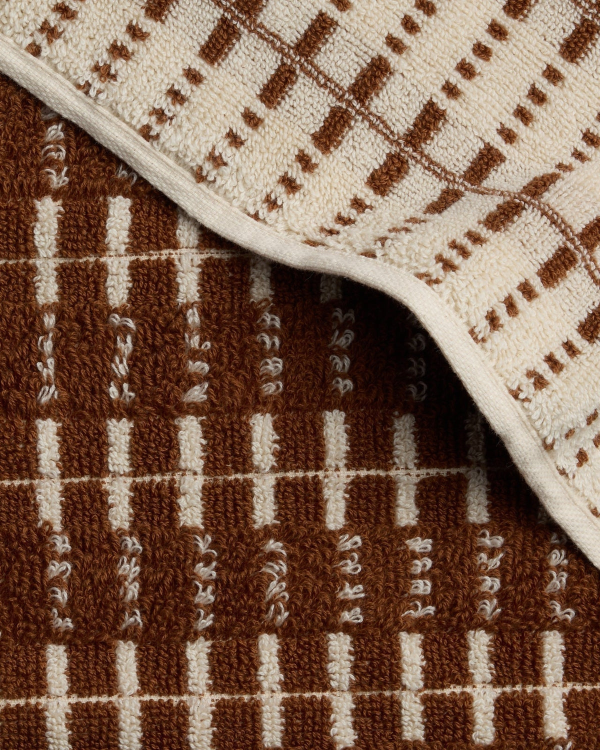 Organic Ladder Stripe Towels (Tobacco and Cream)