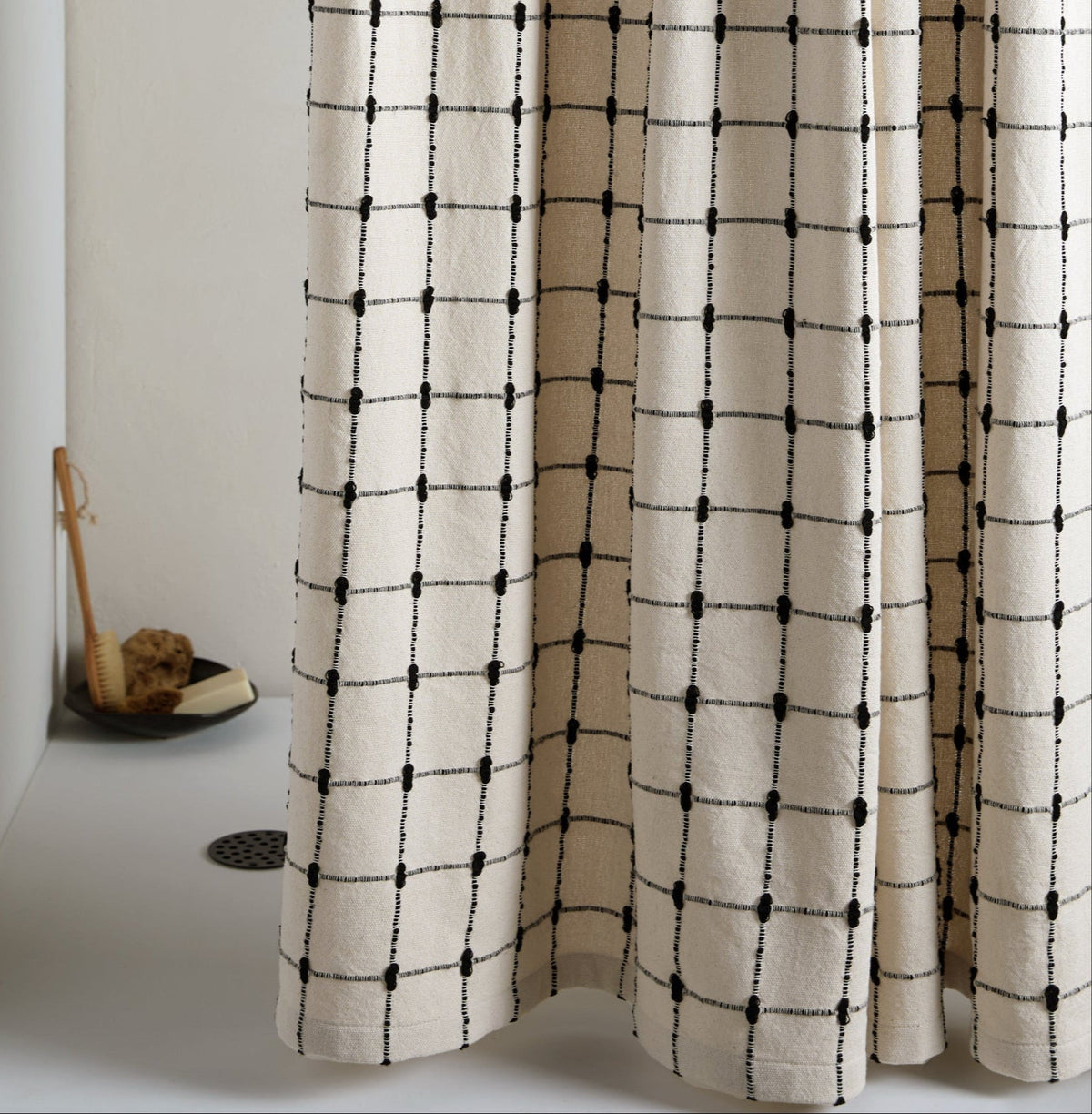 Organic Oasis Shower Curtain (Natural with Soft Black)