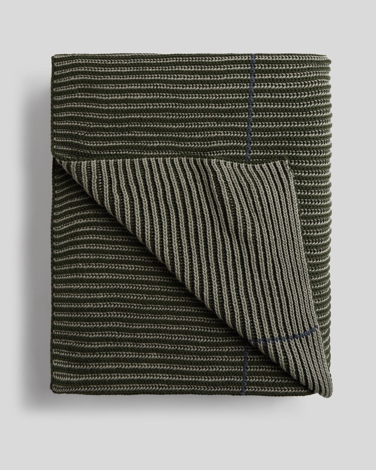 Organic Two Tone Rib Knit Throw (Moss and Evergreen)