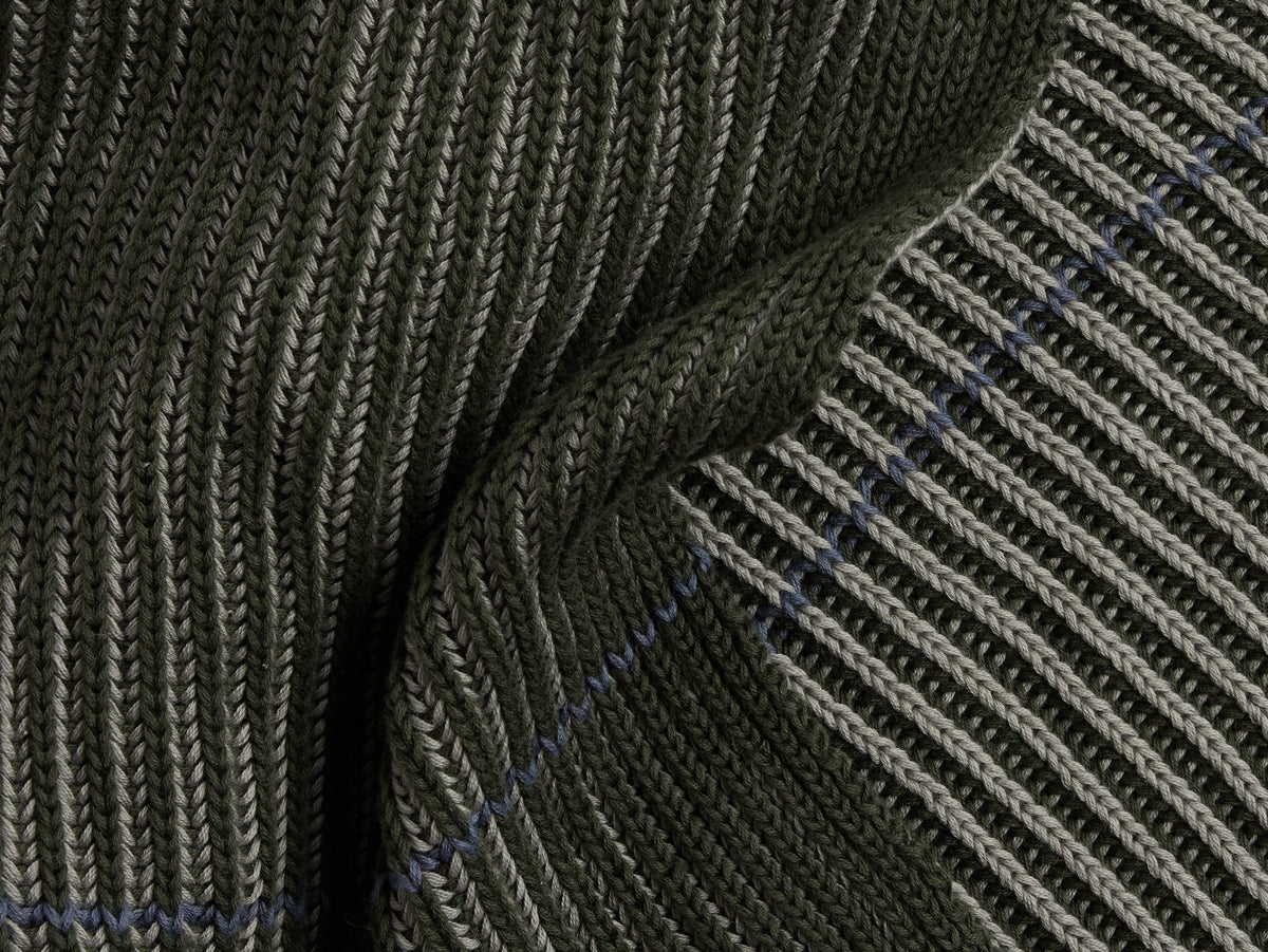 Organic Two Tone Rib Knit Throw (Moss and Evergreen)