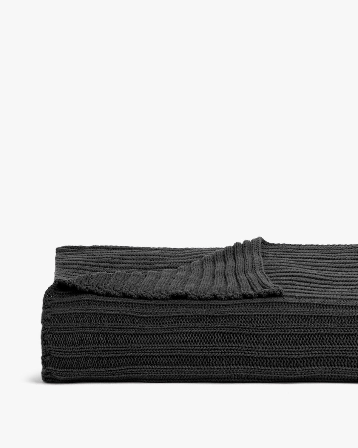 Oversized Rib Knit Throw (Charcoal)