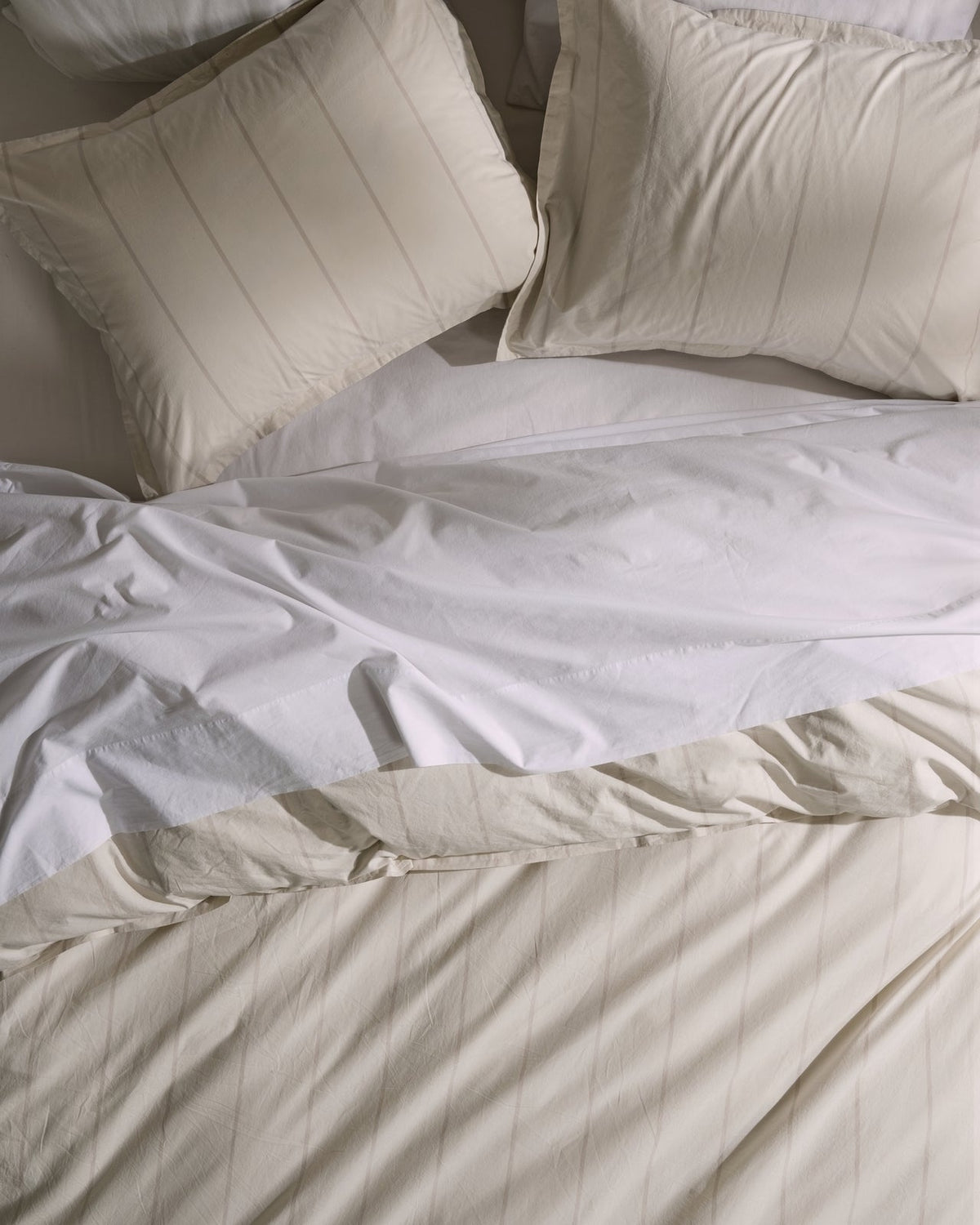 Percale Duvet Cover Set - Bone Stripe TW/XL