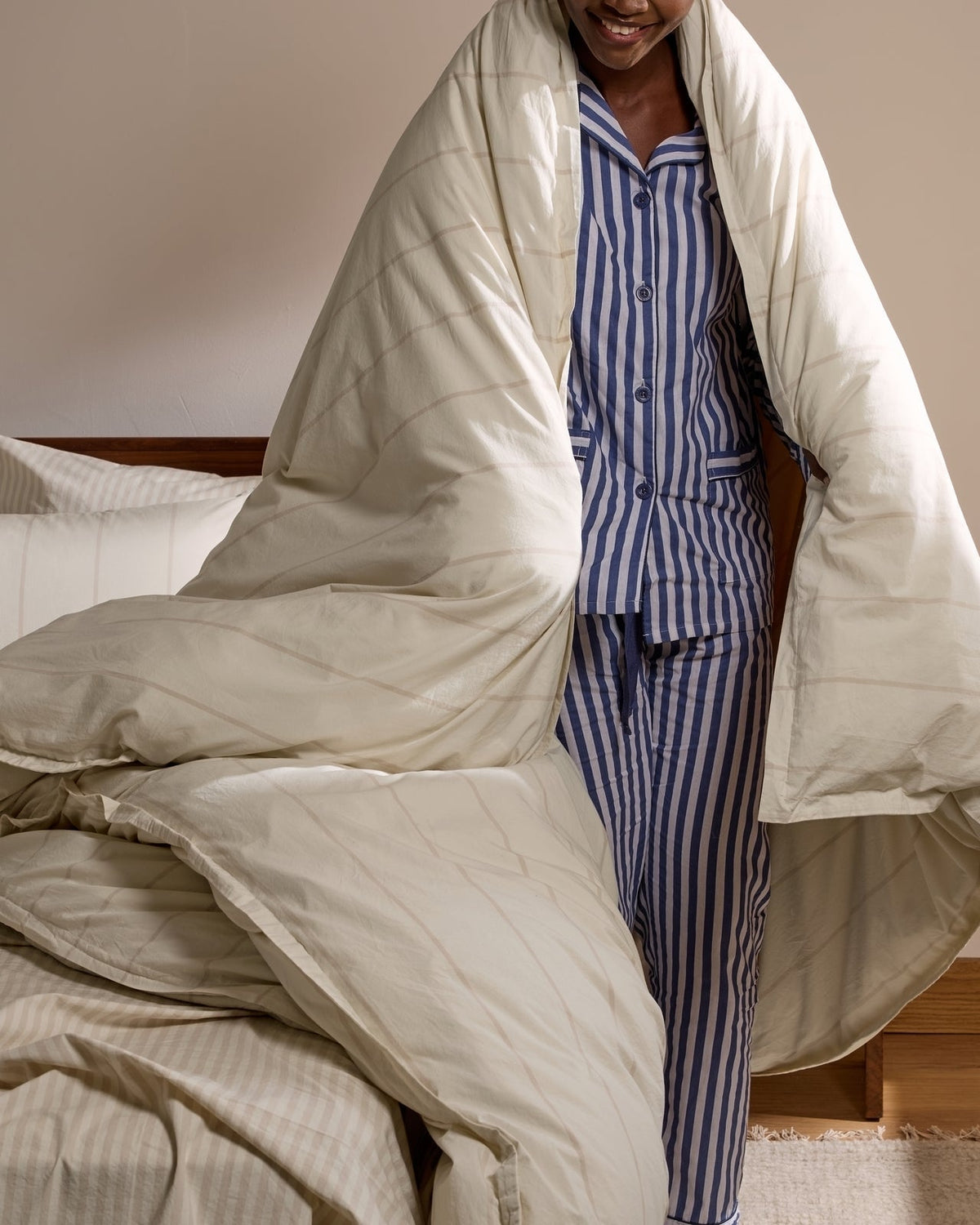 Percale Duvet Cover Set - Bone Stripe TW/XL