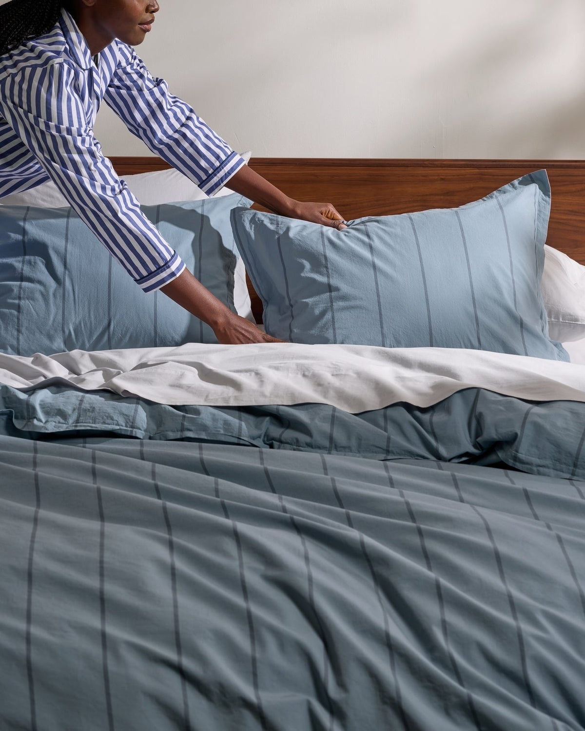 Percale Duvet Cover Set - Dusk Stripe TW/XL