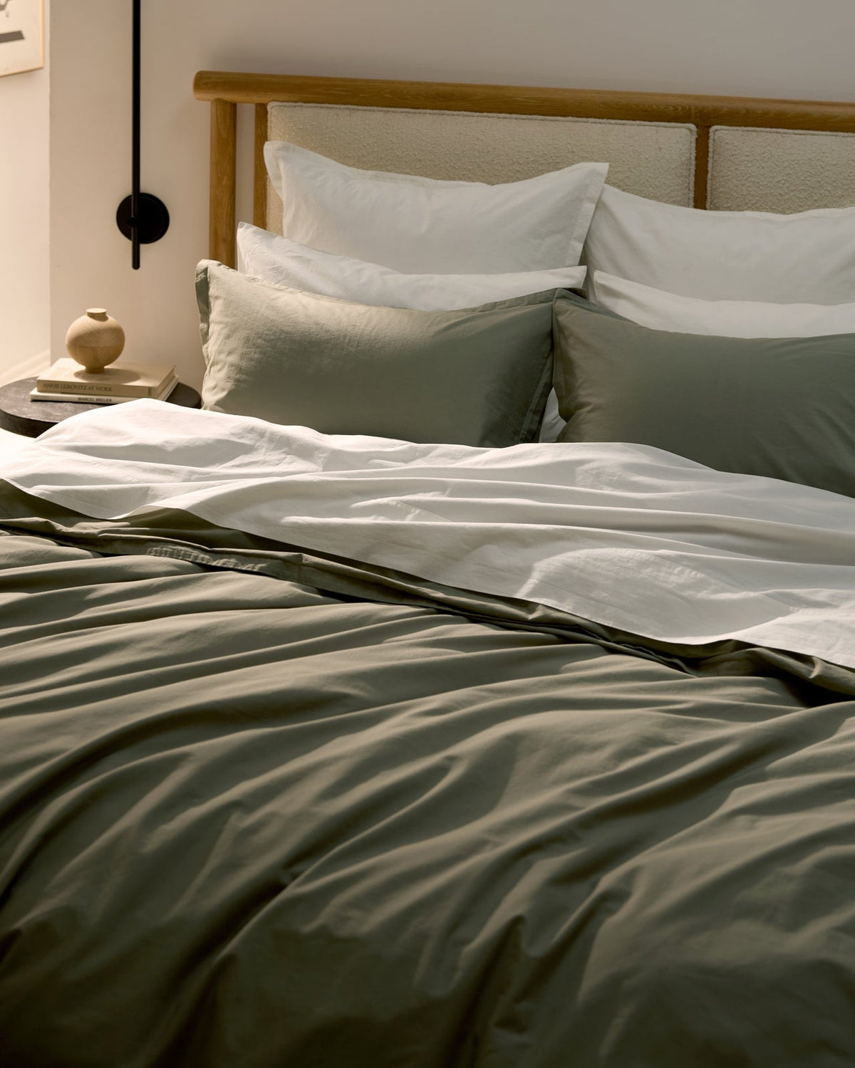 Percale Duvet Cover Set - Moss K/CK