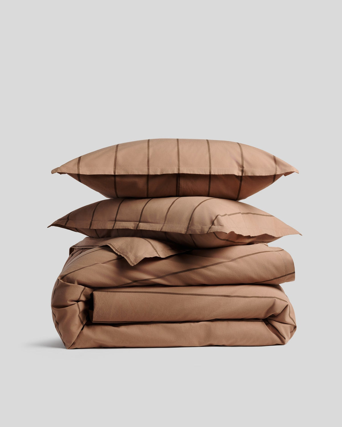 Percale Duvet Cover Set - Adobe Stripe K/CK