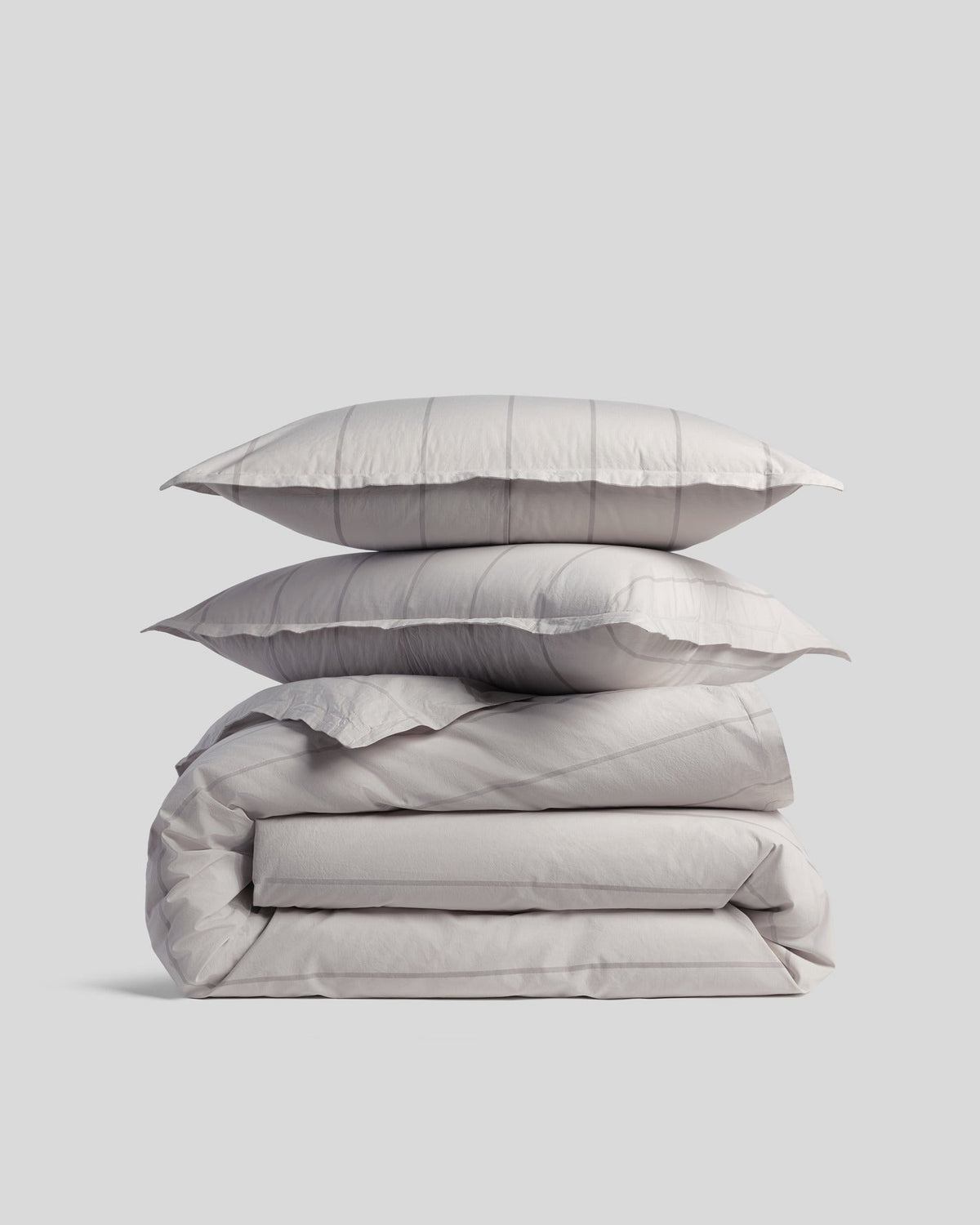 Percale Duvet Cover Set - Pebble Stripe K/CK