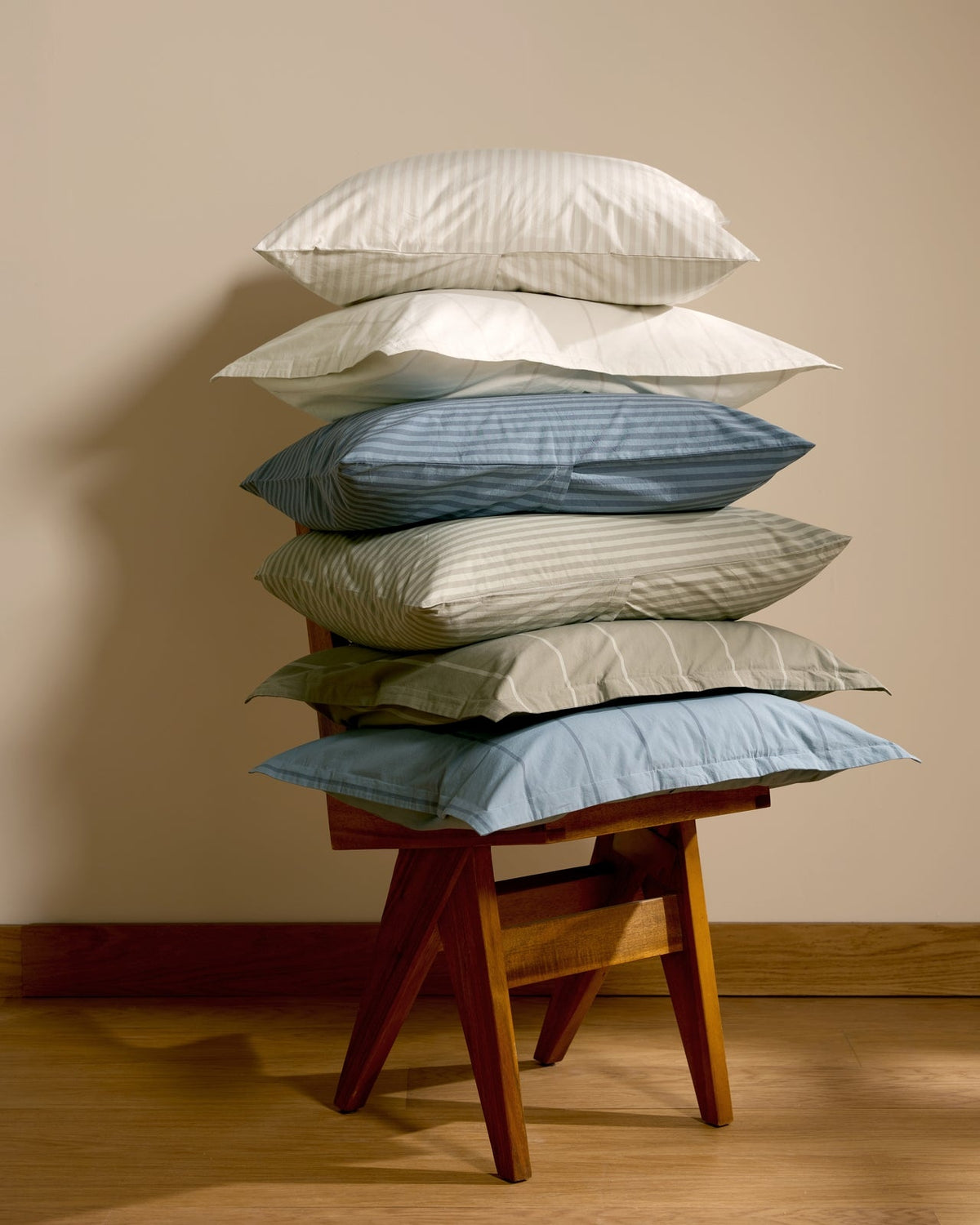 Percale Pillowcase Set (Moss Stripe)