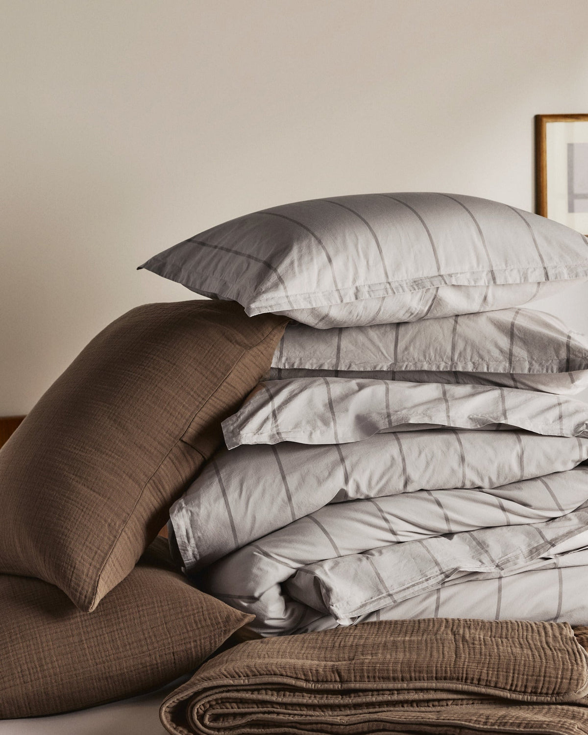 Percale Duvet Cover Set - Pebble Stripe K/CK