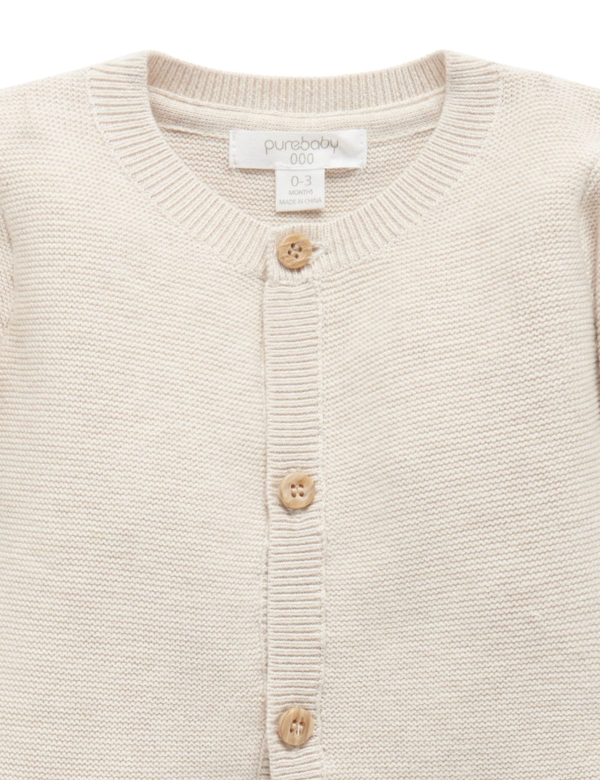 Purebaby Textured Cardigan - Wheat Melange, 3-6M