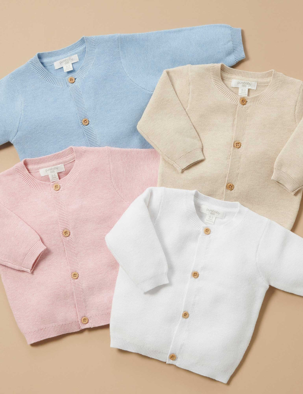 Purebaby Textured Cardigan - Wheat Melange, NB