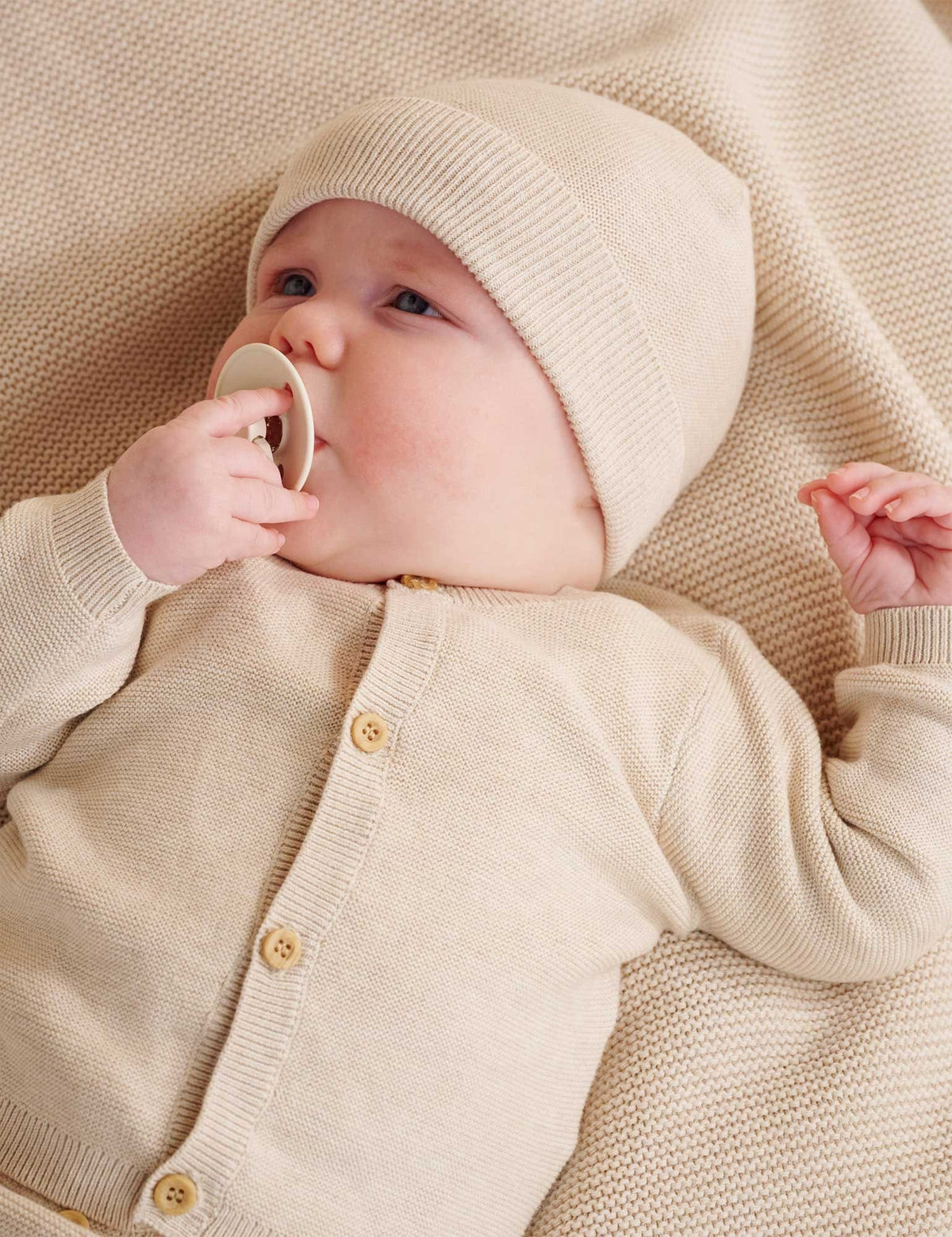 Purebaby Textured Cardigan - Wheat Melange, NB