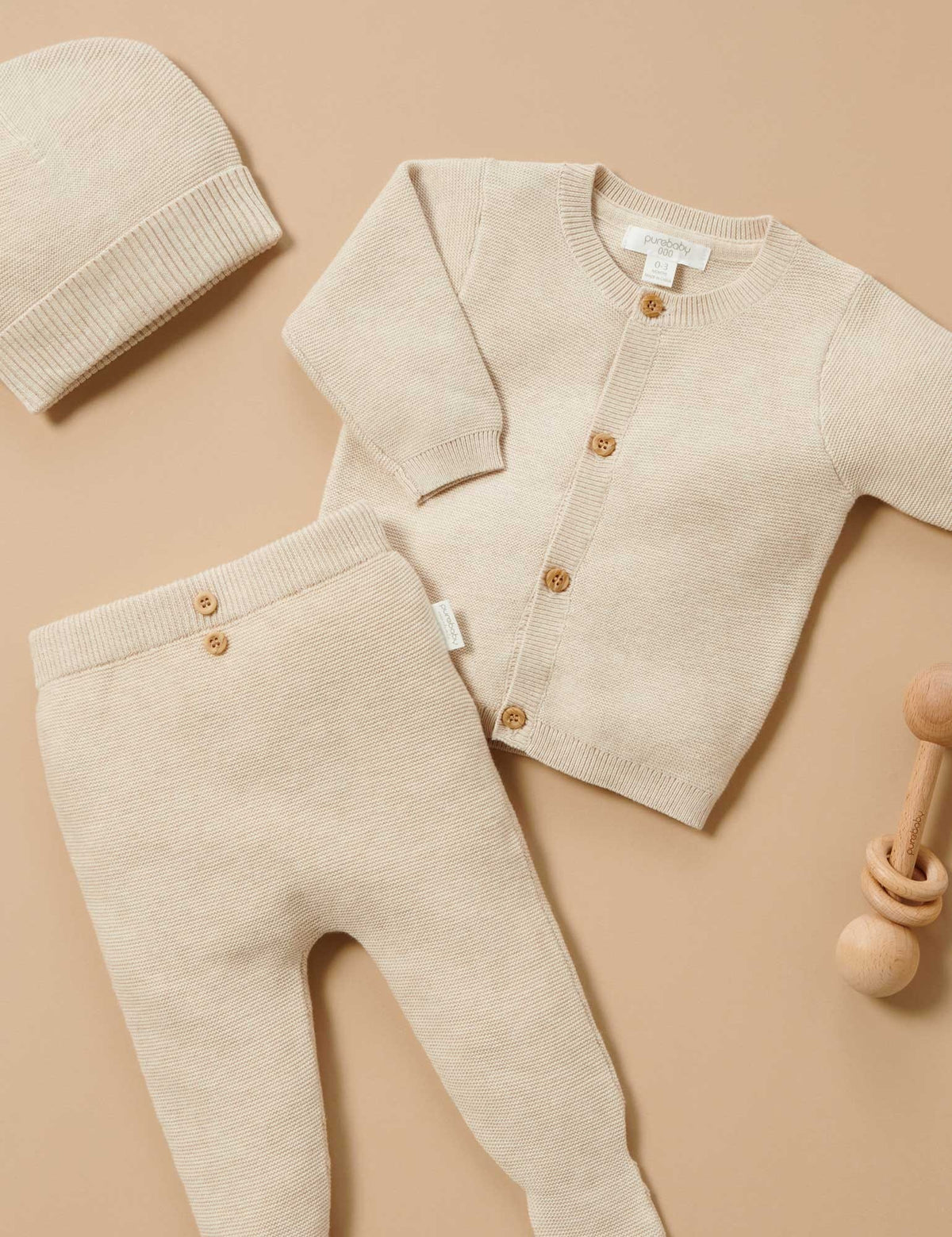 Purebaby Textured Leggings - Wheat Melange, NB