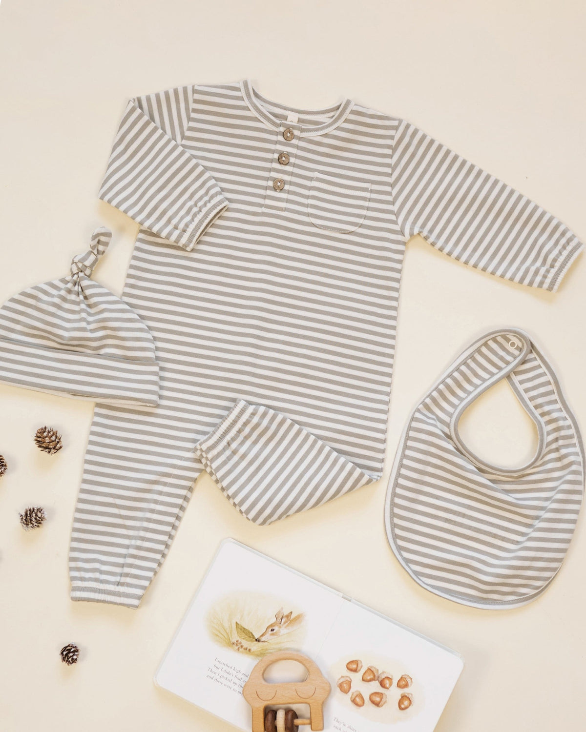 Quincy Mae Knotted Baby Hat - Laurel Stripe, OS