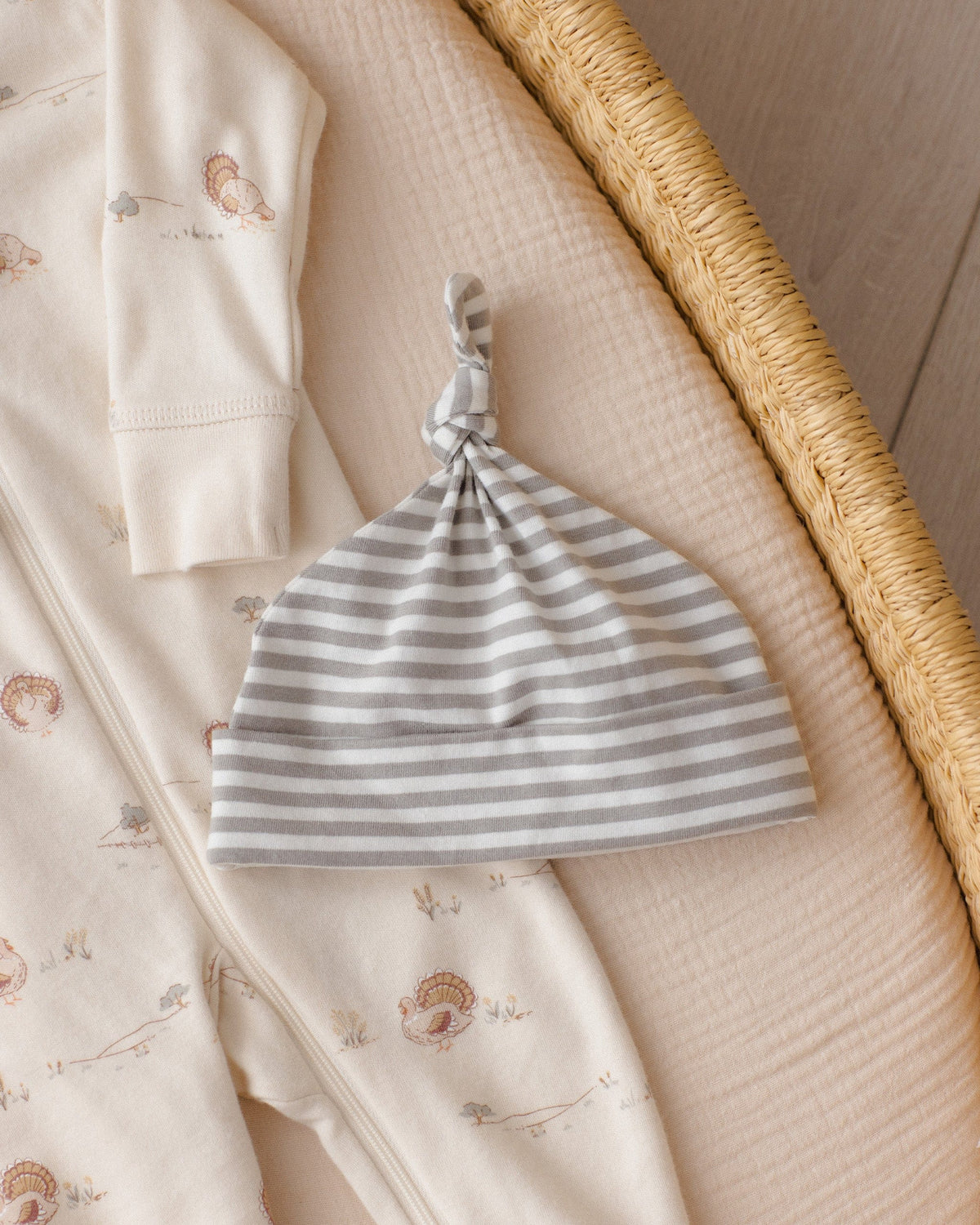 Quincy Mae Knotted Baby Hat - Laurel Stripe, OS