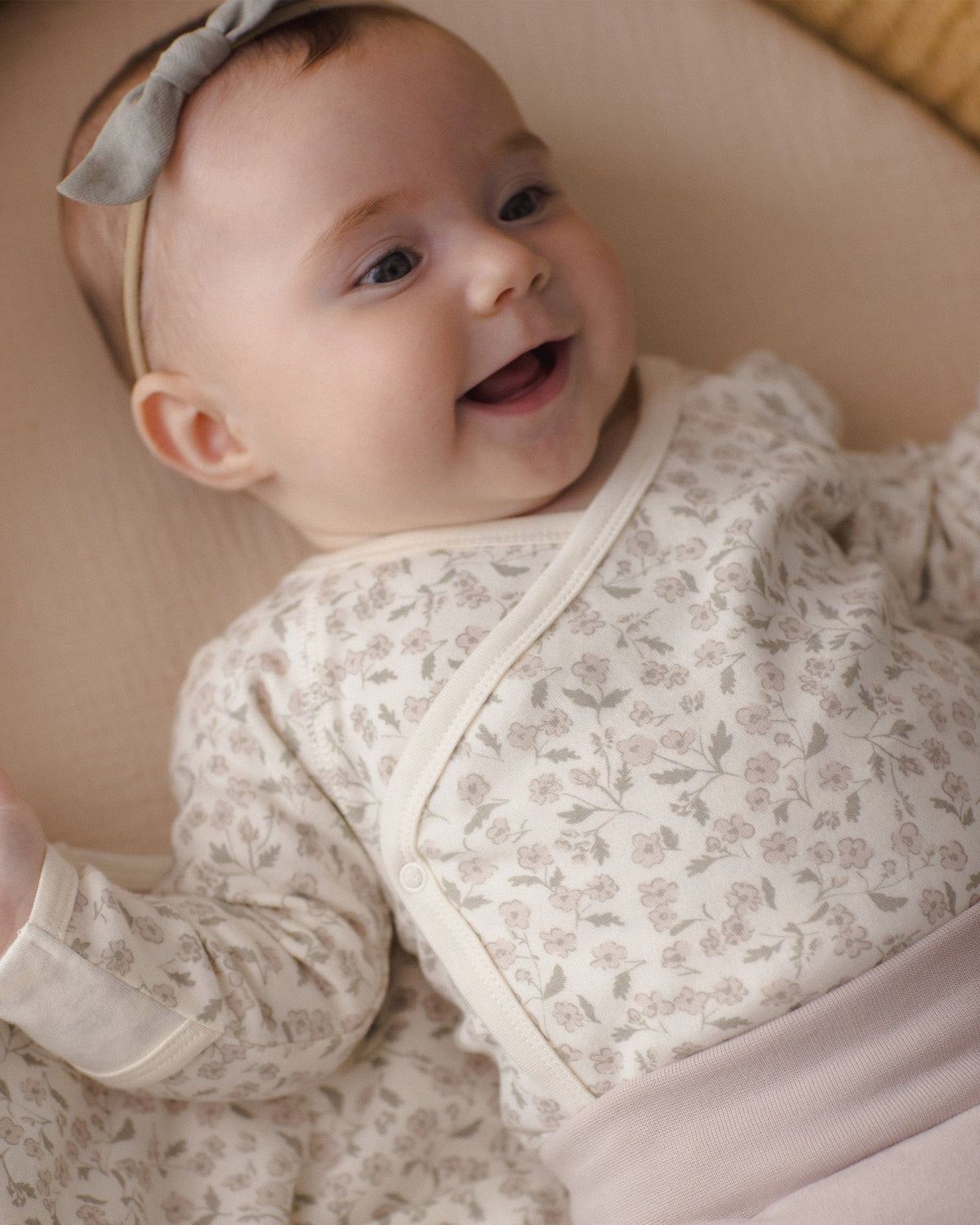 Quincy Mae Side Snap Bodysuit + Pant Set - Floret, NB