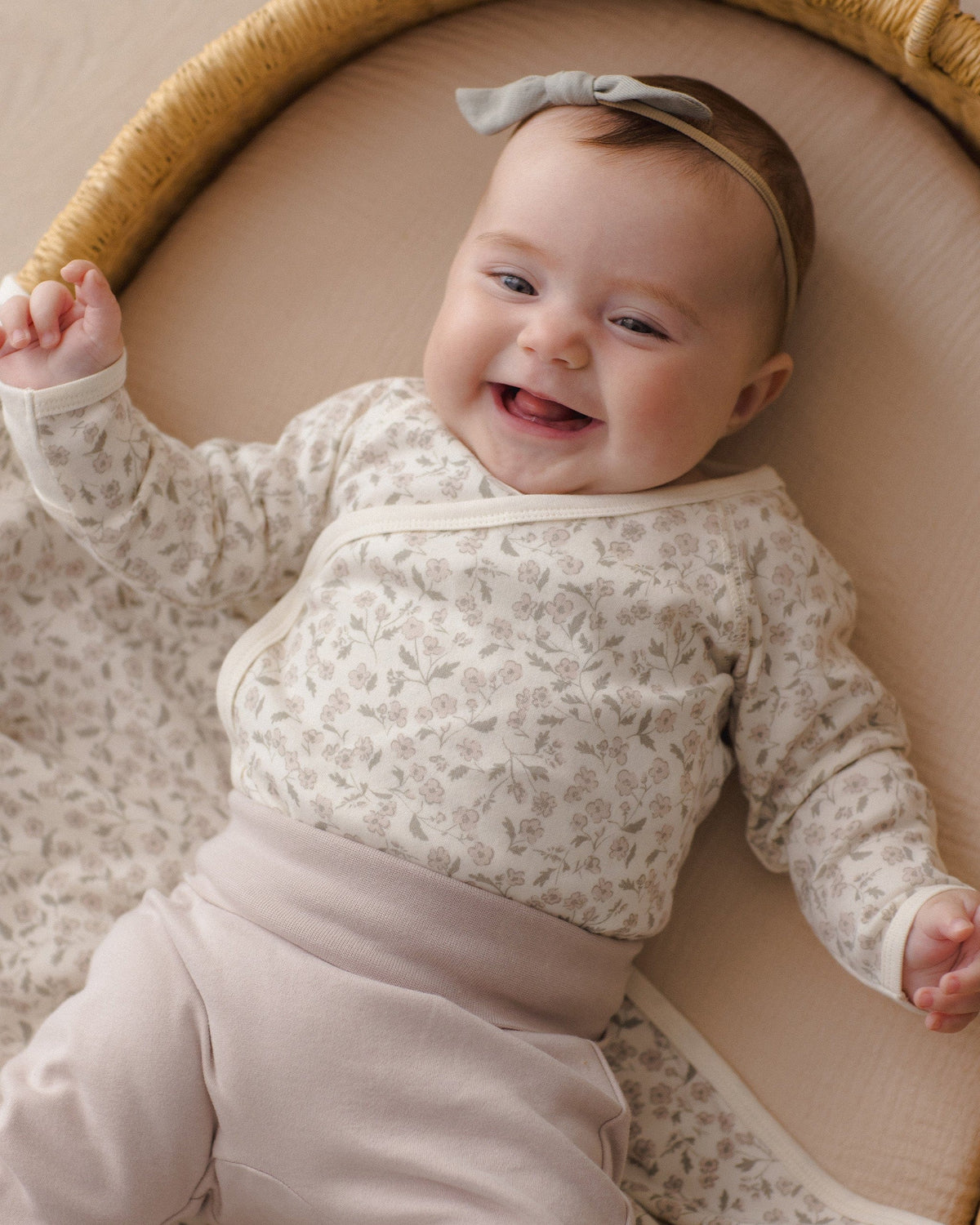 Quincy Mae Side Snap Bodysuit + Pant Set - Floret, NB
