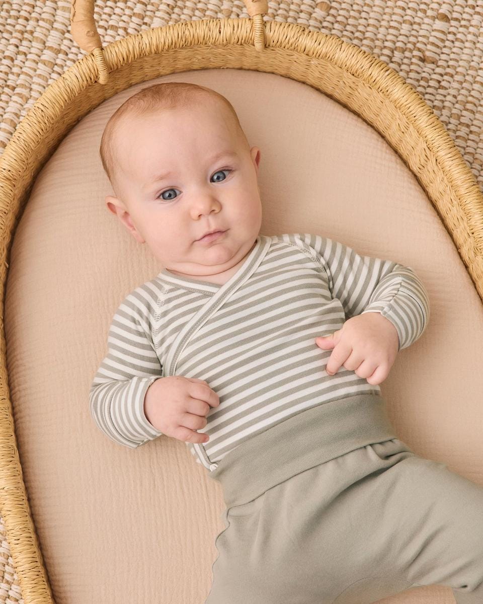 Quincy Mae Side Snap Bodysuit + Pant Set - Laurel Stripe, 0-3M