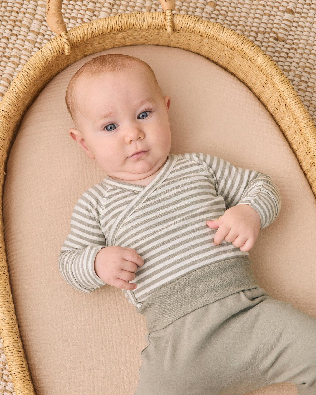 Quincy Mae Side Snap Bodysuit + Pant Set - Laurel Stripe, 0-3M