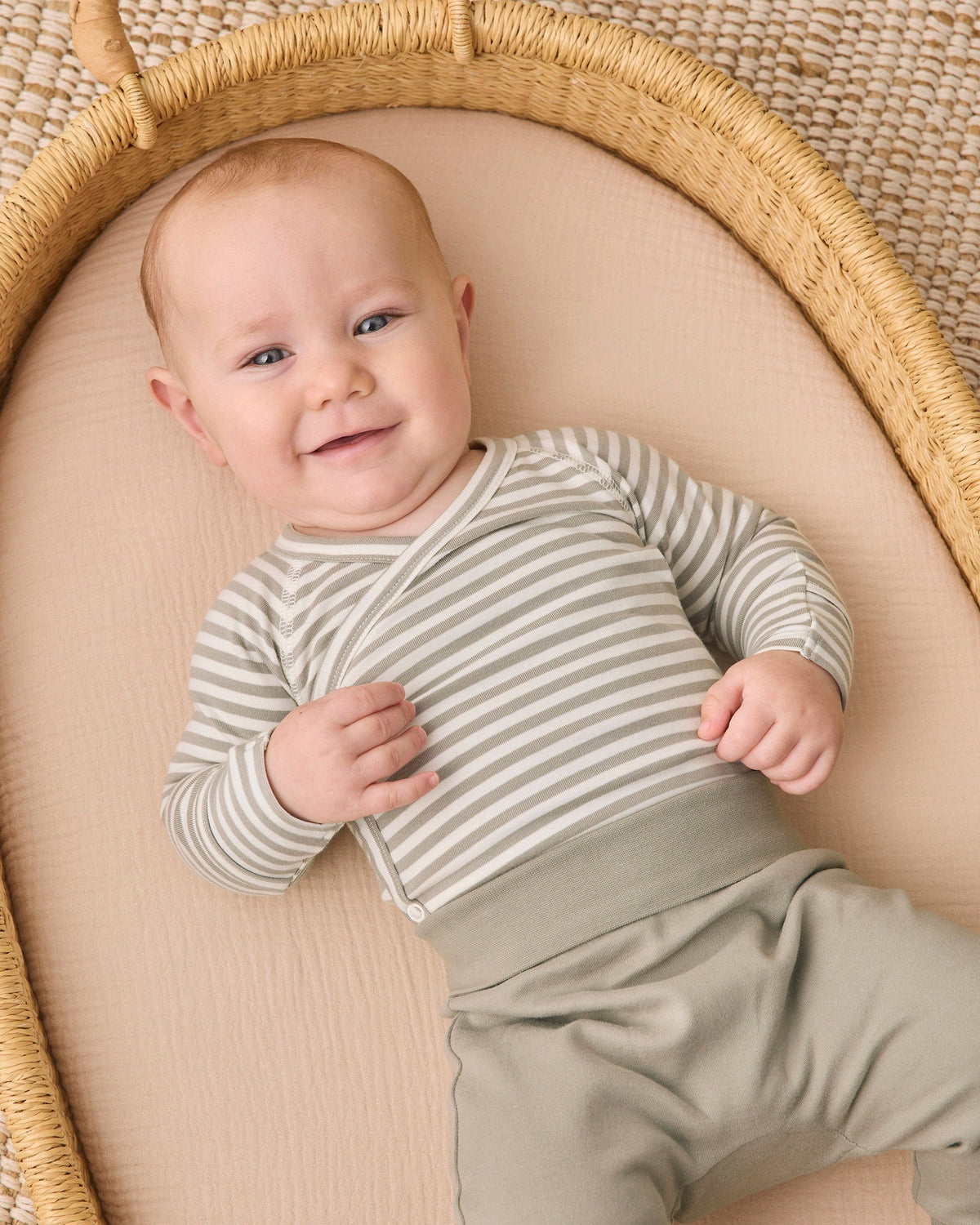 Quincy Mae Side Snap Bodysuit + Pant Set - Laurel Stripe, NB