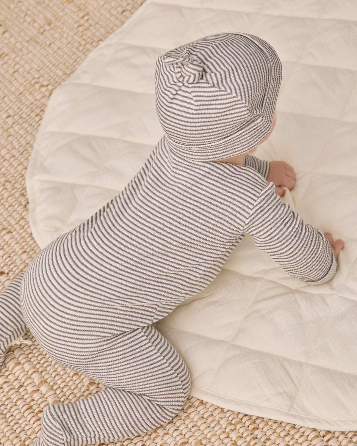 Quincy Mae Waffle Sleep Set - Midnight Microstripe, NB