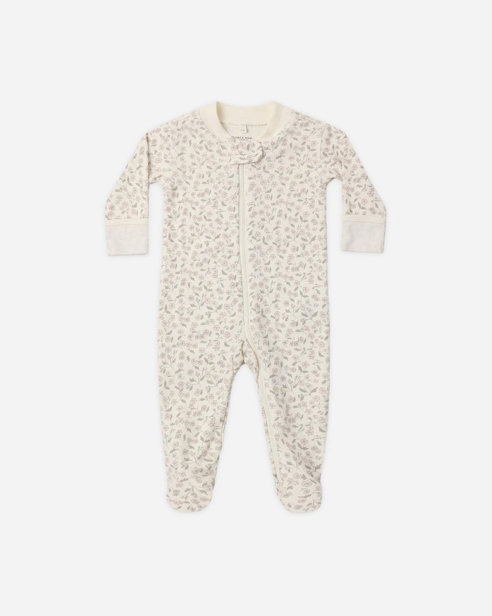 Quincy Mae Zip Long Sleeve Sleeper Footie - Floret, 0-3M