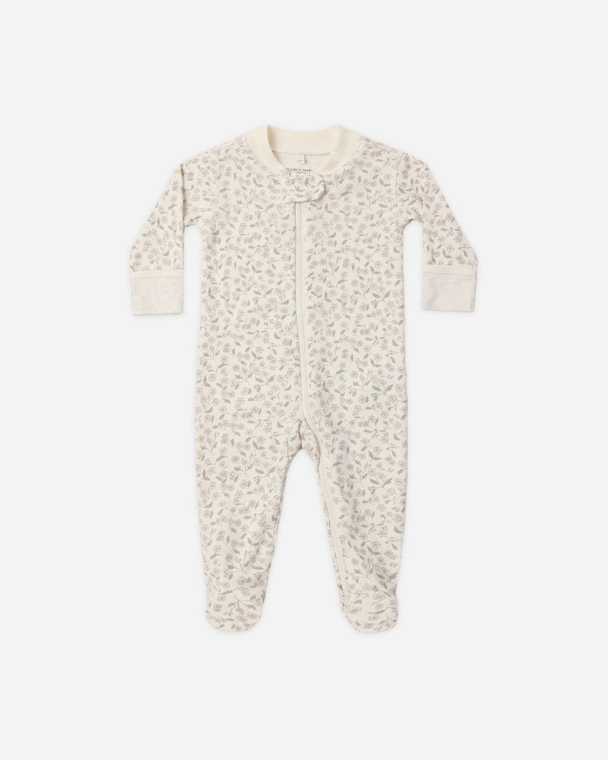 Quincy Mae Zip Long Sleeve Sleeper Footie - Floret, 0-3M