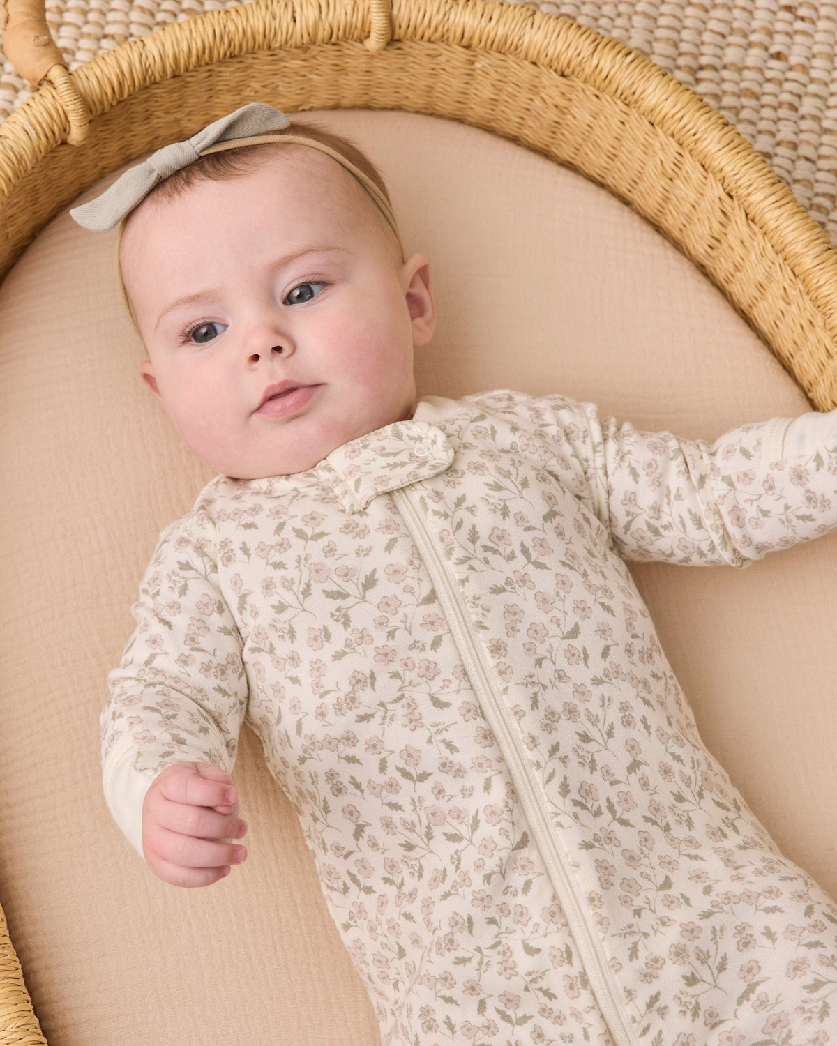 Quincy Mae Zip Long Sleeve Sleeper Footie - Floret, NB