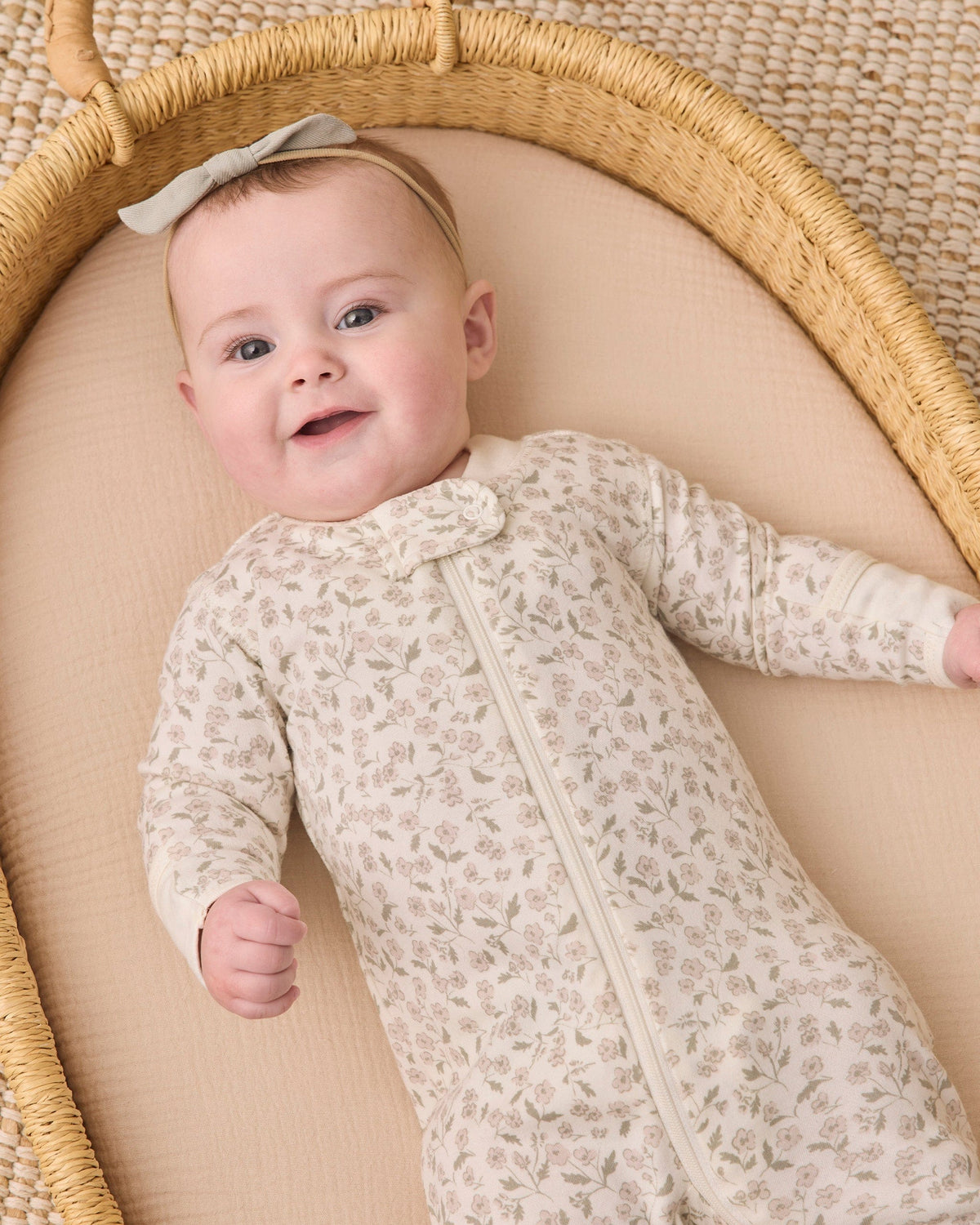 Quincy Mae Zip Long Sleeve Sleeper Footie - Floret, NB