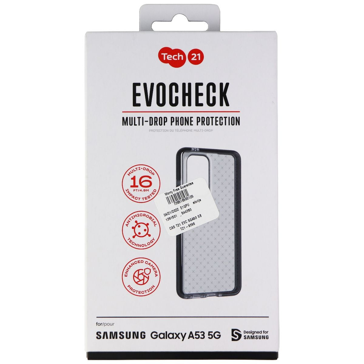 Tech21 Evo Check Series Flexible Gel Case for Samsung Galaxy A53 5G - Black - New