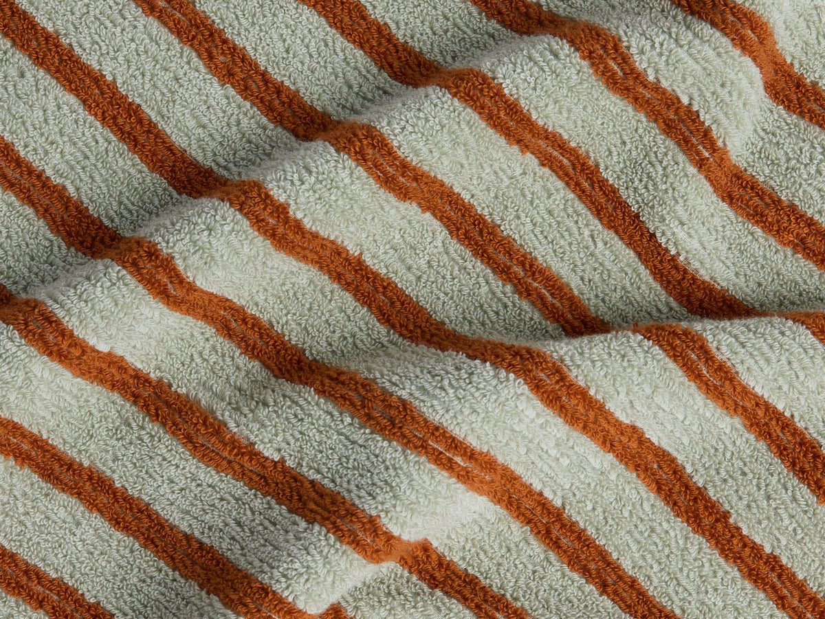 6+6 Organic Resort Stripe Bath Bundle -  Sage with Russet