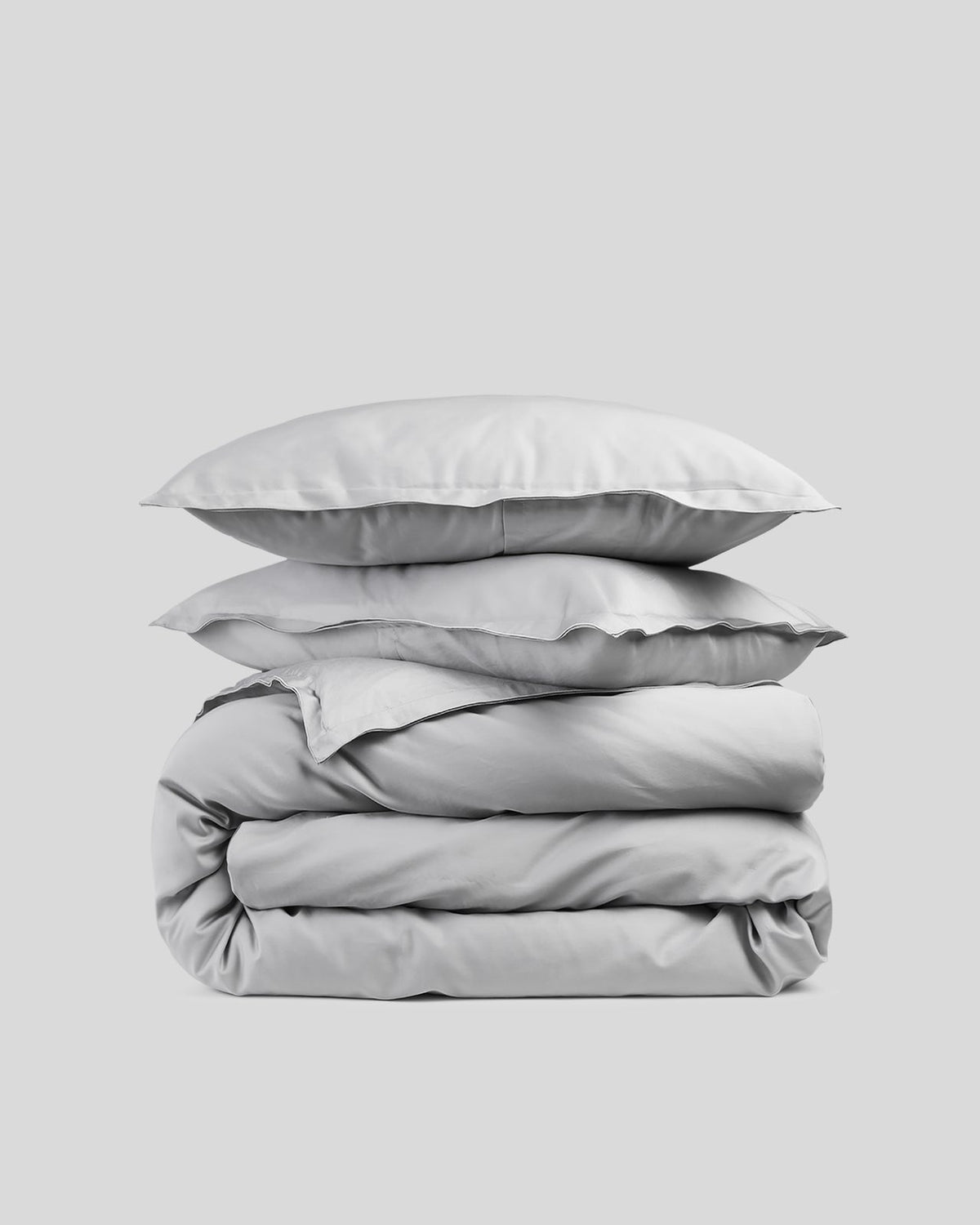 Sateen Duvet Cover Set - Light Grey F/Q