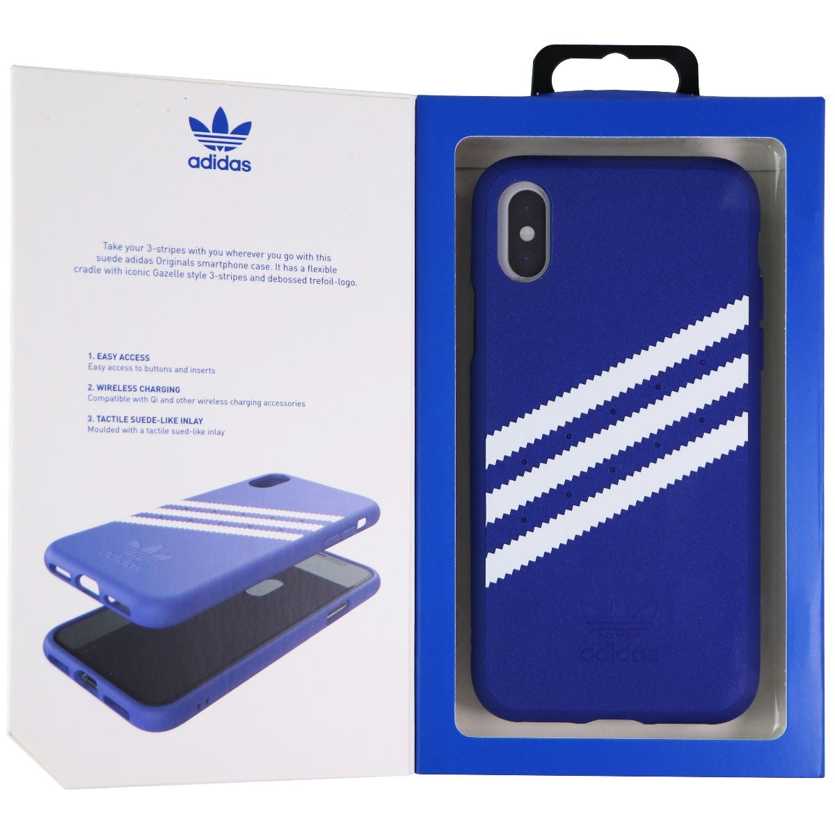 Adidas 3-Stripe Snap Case for Apple iPhone Xs and iPhone X - Blue and White - New
