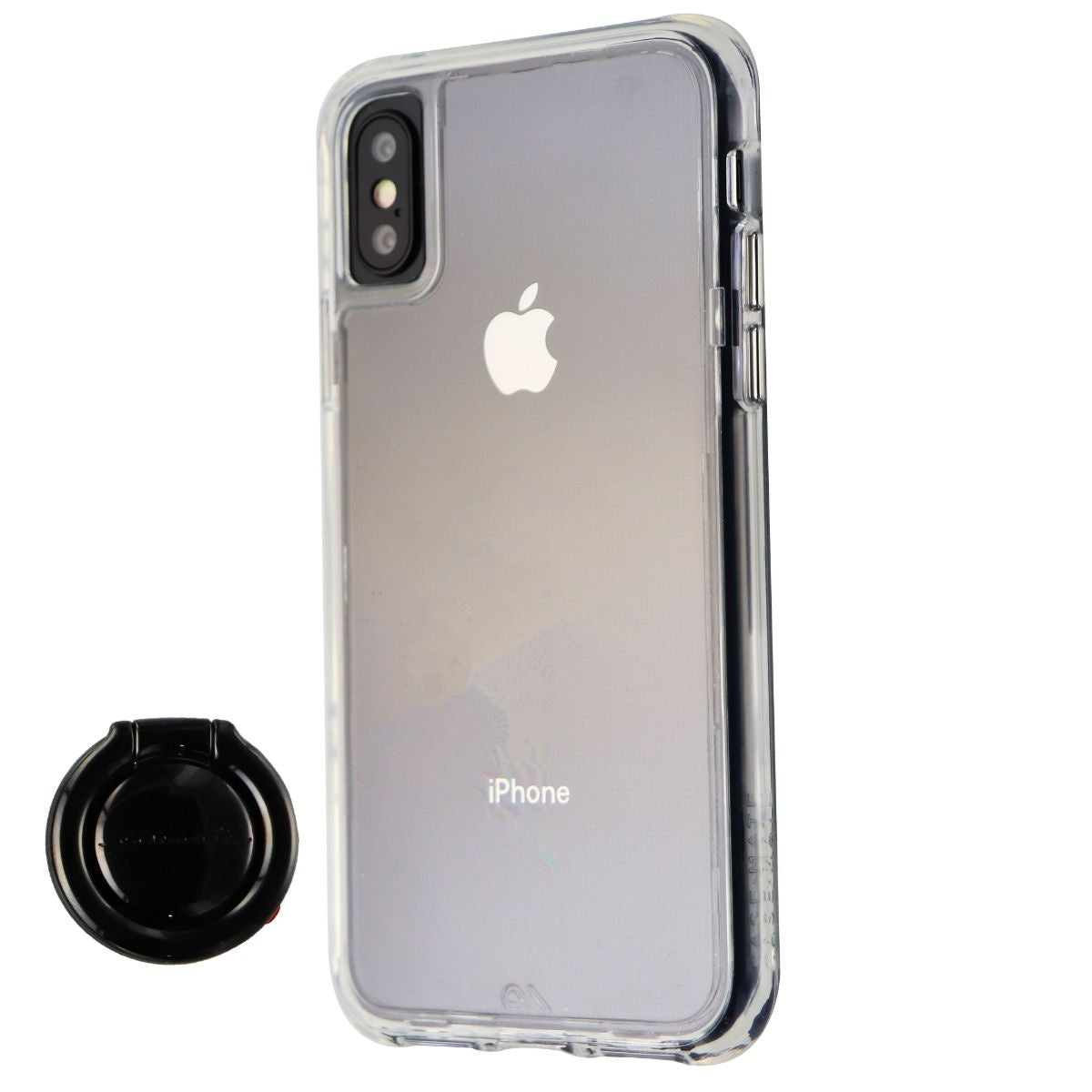 Case-Mate Tough Clear Case & Ring Grip Holder for iPhone Xs/X - Clear/Black Ring - New