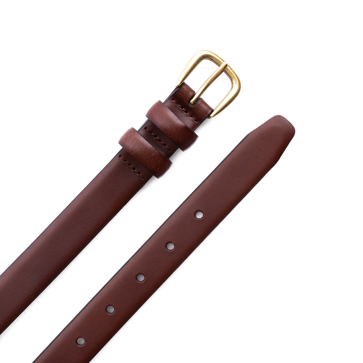 Women's Slim Double Loop Leather Belt