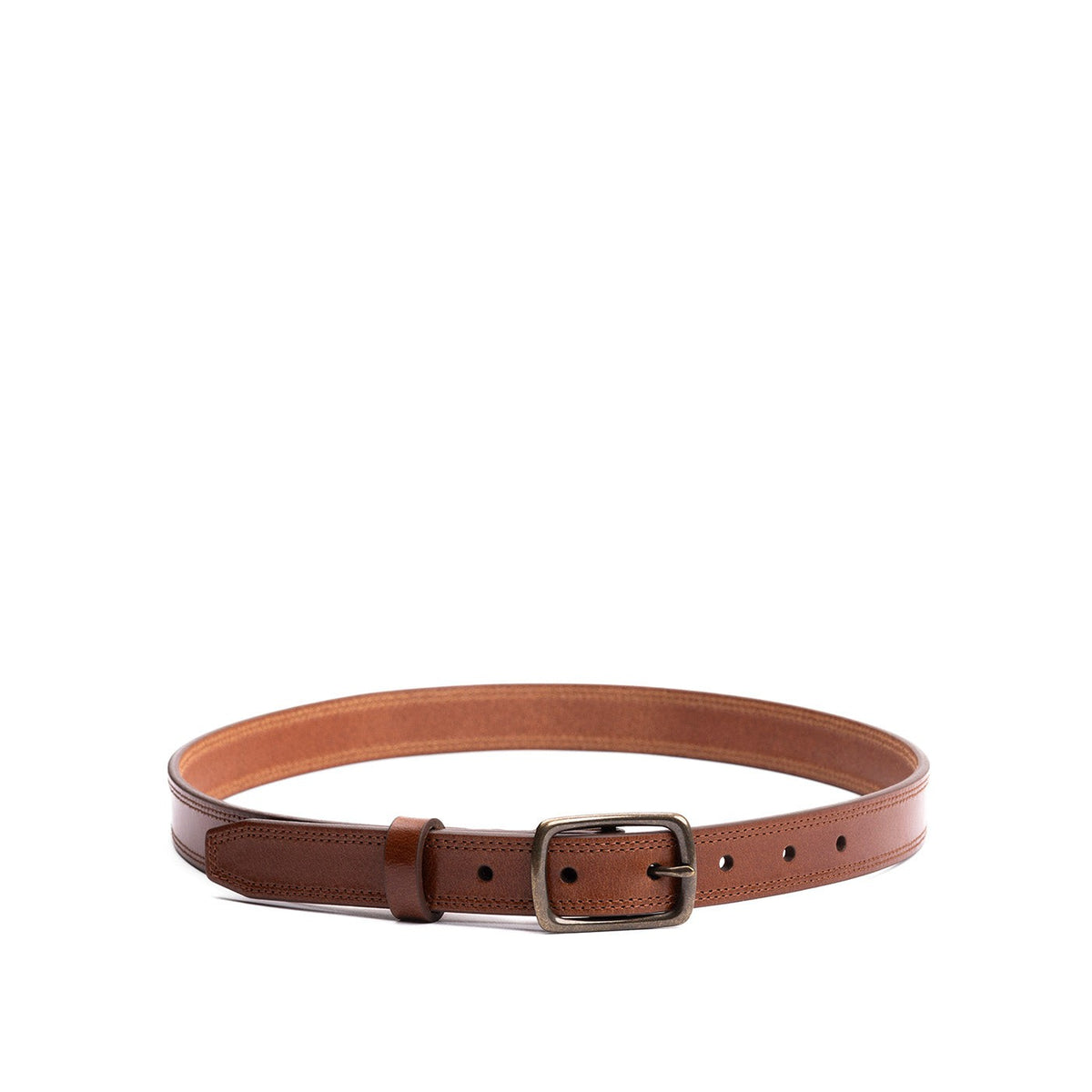 Women's Slim Double Stitch Leather Belt