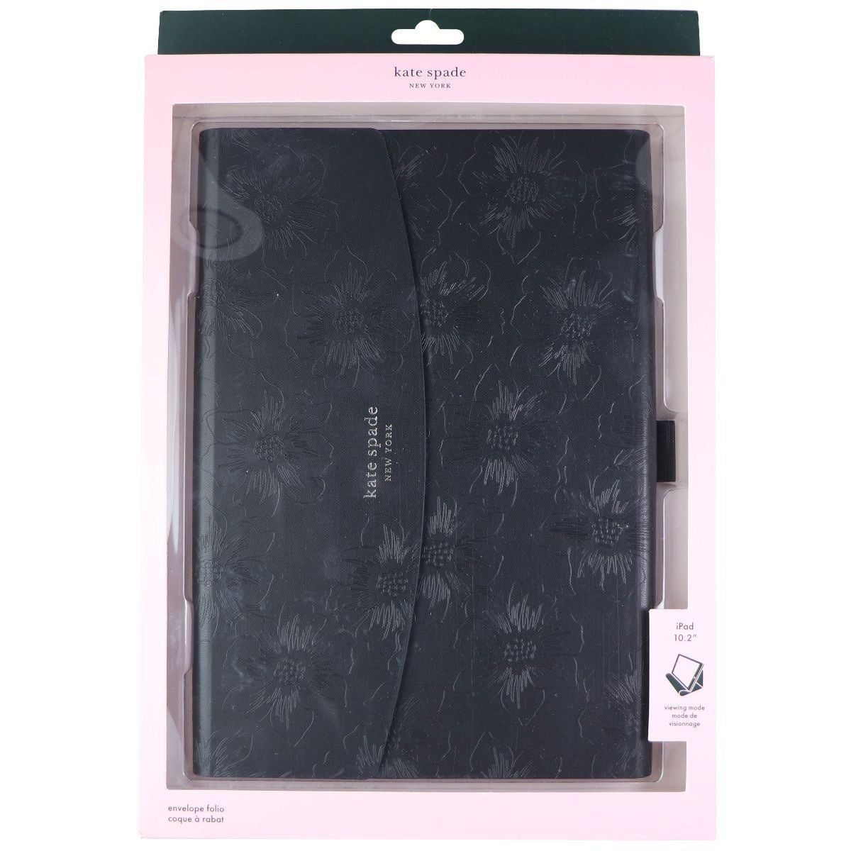 Kate Spade Envelope Folio Case for Apple iPad 10.2 - Reverse Hollyhock/Black - New
