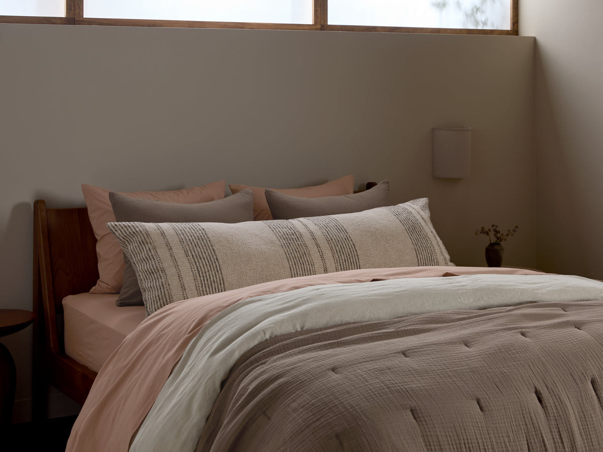 Taos Stripe Body Pillow Cover - FINAL SALE (Natural with Soft Black)