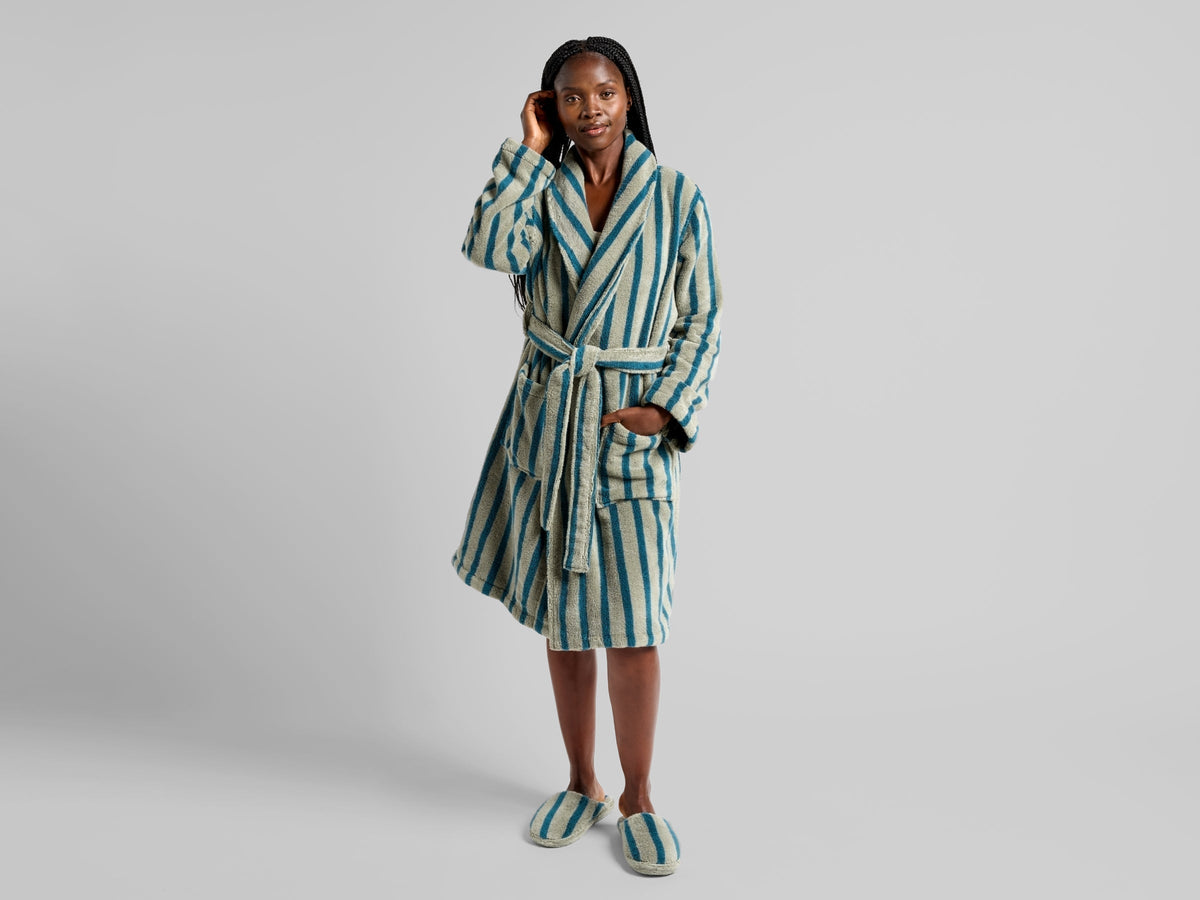 Terry Stripe Robe - FINAL SALE (Moss and Peacock)