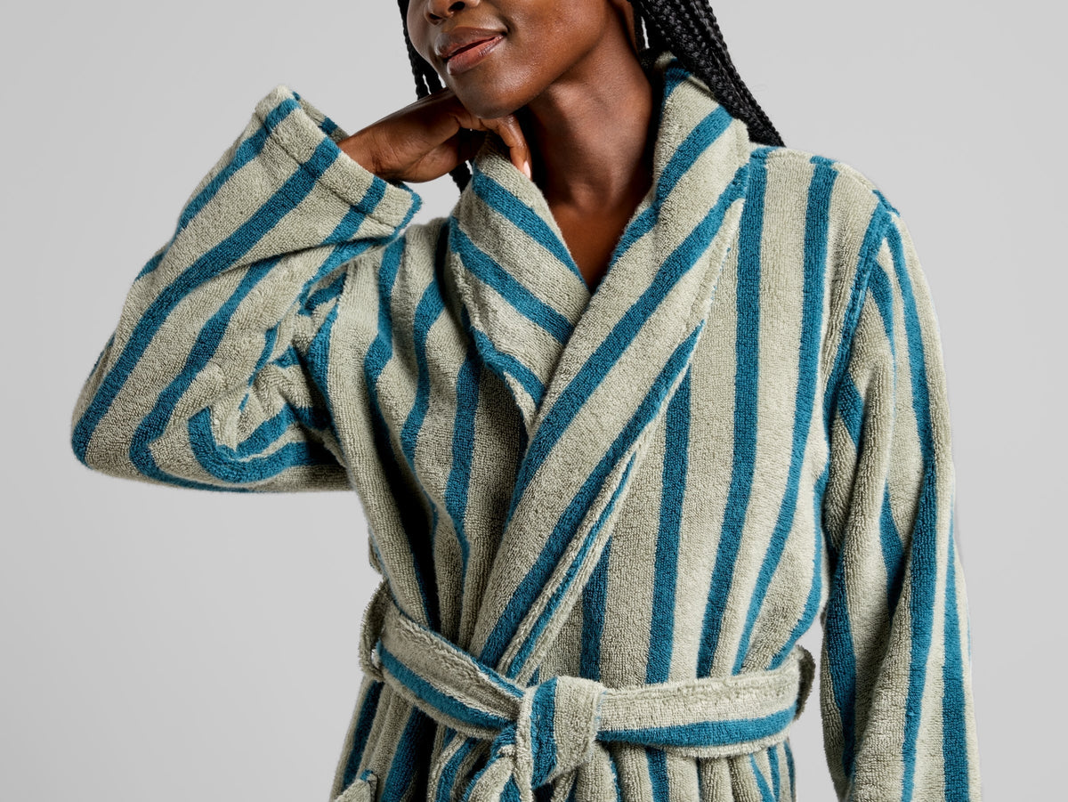 Terry Stripe Robe - FINAL SALE (Moss and Peacock)
