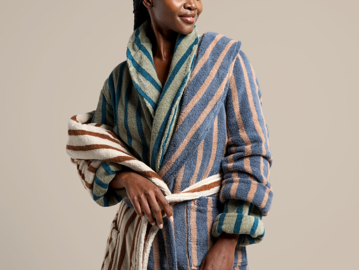 Terry Stripe Robe - FINAL SALE (Moss and Peacock)