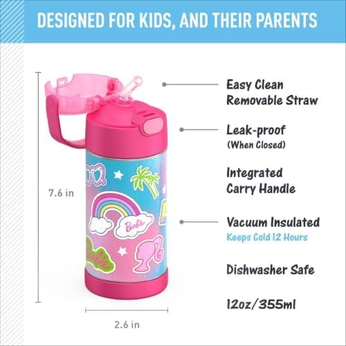 Thermos FUNtainer Vacuum Insulated Stainless Steel Straw Water Bottle