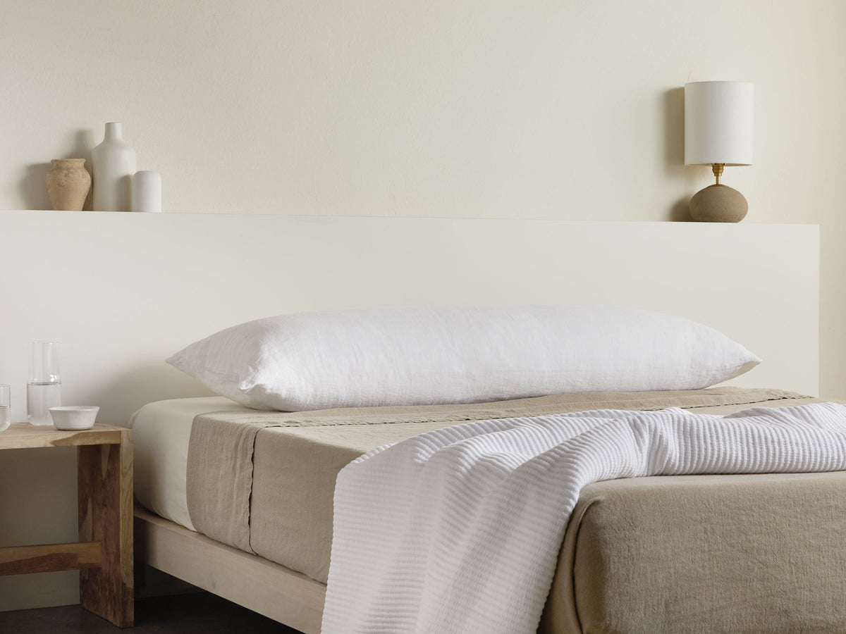 Vintage Linen Body Pillow Cover (Antique White)