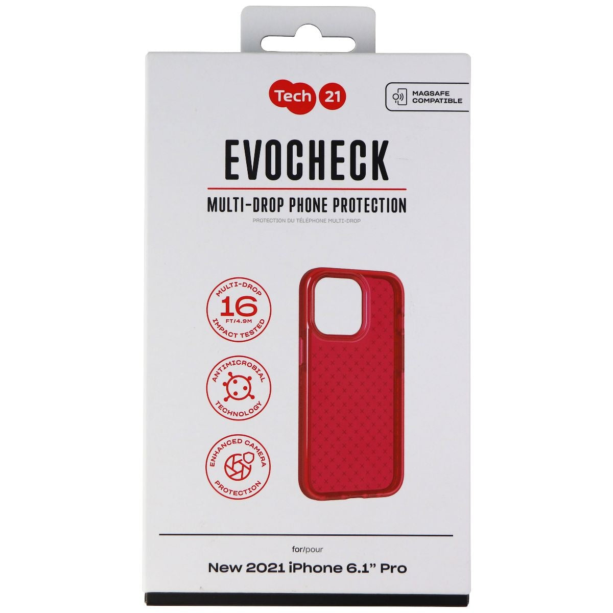 Tech21 Evo Check Flexible Gel Case for Apple iPhone 13 Pro - Rubine Red - New