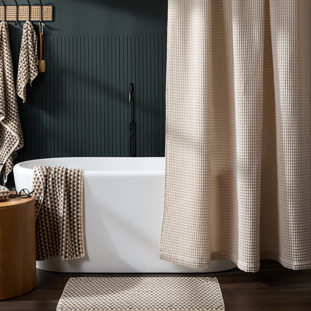 Waffle Shower Curtain (Bone)