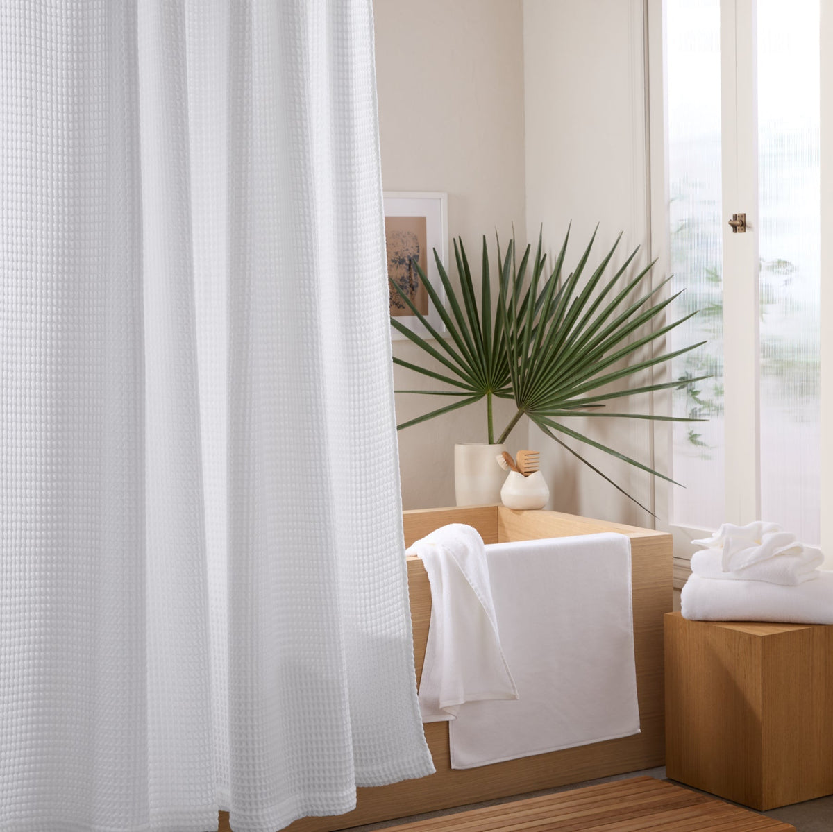 Waffle Shower Curtain (White)