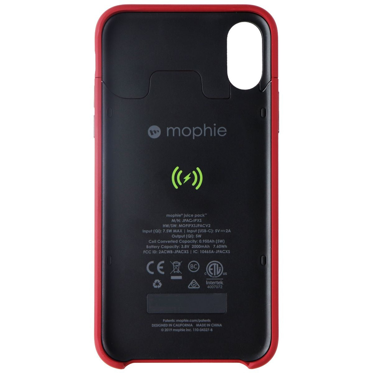Mophie Juice Pack Access Protective Battery Case for Apple iPhone X/Xs - Red - New